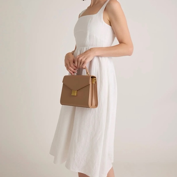 Quince Italian Leather Top Handle Crossbody Satchel NWOT - Picture 3 of 7